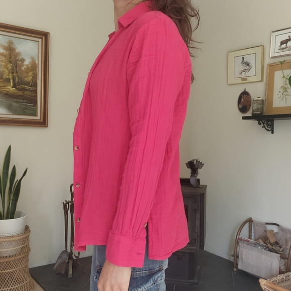 ❤️Pink Cotton Button Up - Picture 6 of 8